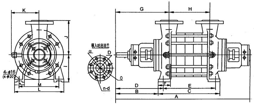 2.5GC-3.5、4GCGC型臥式多級離心泵外型尺寸圖