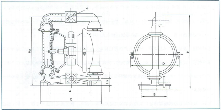 QBY氣動隔膜泵安裝尺寸圖